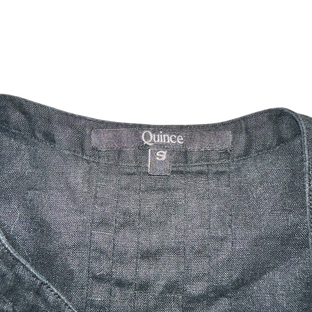 Quince Linen Short Sleeve Black Short Swing Dress with Pockets SMALL - Picture 4 of 7